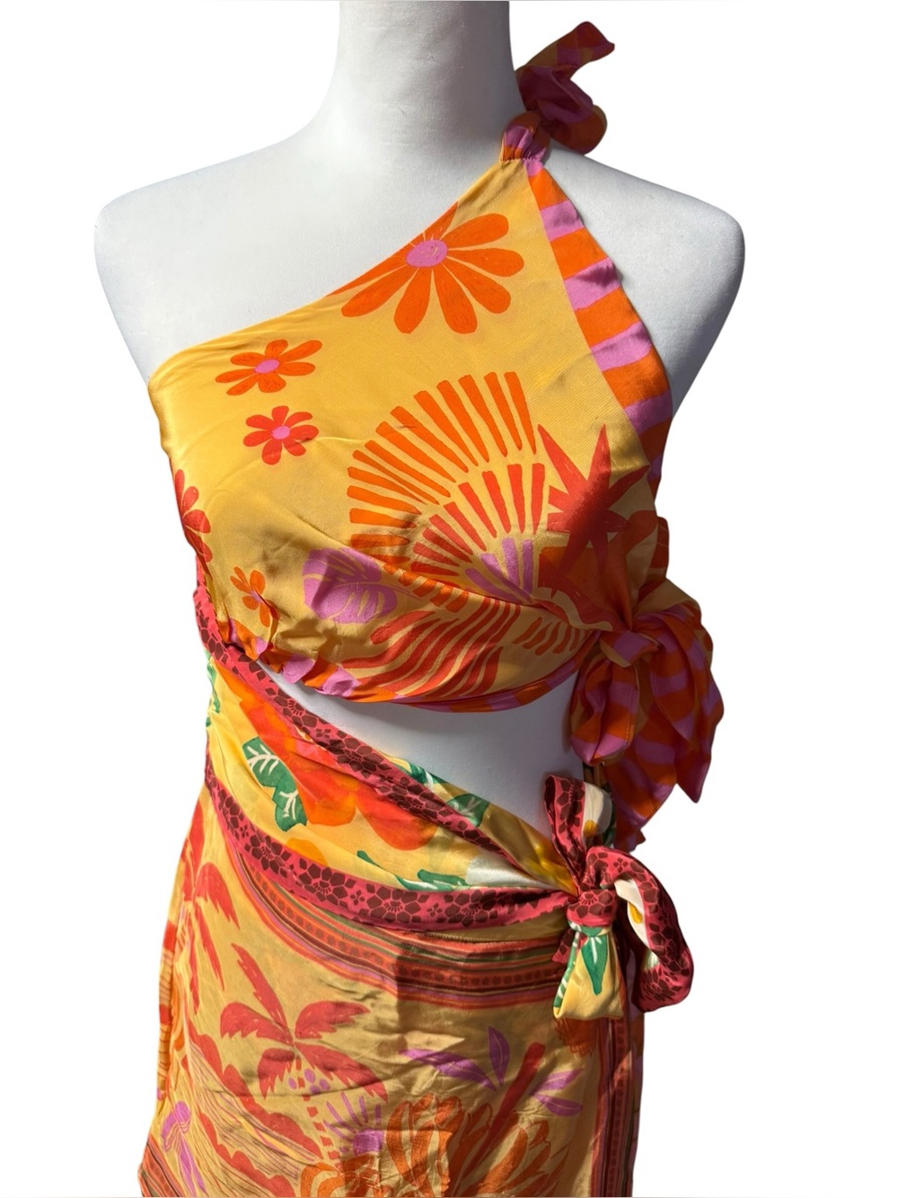 Farm Rio Forest Mixed Scarves midi dress women’s sz Large nwt new - Picture 5 of 16